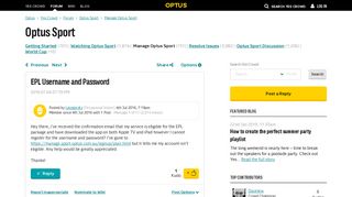 EPL Username and Password - Yes Crowd - Optus