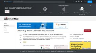 Oracle 10g default username and password - Server Fault