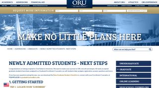 Newly Admitted Students - Next Steps - Oral Roberts University