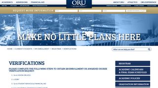 Oral Roberts University Verifications || ORU
