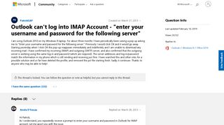Outlook can't log into IMAP Account - 