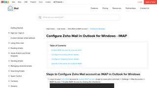 Configure in Outlook for Windows - IMAP - Zoho