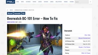 Overwatch Error 101 Ps4 Login And Support