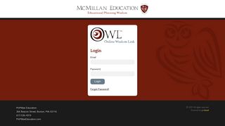 Login - McMillan Education OWL Portal