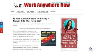 Is Part Survey A Scam Or Finally A Survey Site That Pays Big? | Work ...