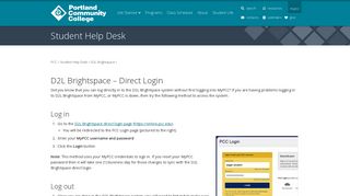 D2L Brightspace – Direct Login | Student Help Desk at PCC