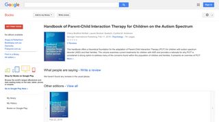 Handbook of Parent-Child Interaction Therapy for Children on the ... - Google Books Result