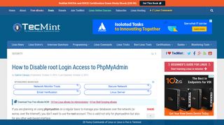 How to Disable root Login Access to PhpMyAdmin - Tecmint