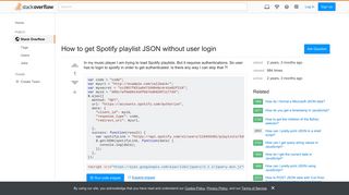 How to get Spotify playlist JSON without user login - Stack Overflow