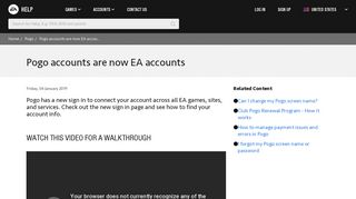 Pogo - Pogo accounts are now EA accounts - EA Help
