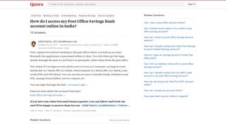 How to access my Post Office Savings Bank account online in India ...