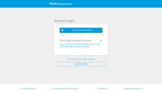 Log In - PayPal Prepaid Mastercard