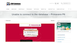 Unable to connect to the database - Primavera P6 - CEM Solutions