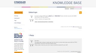 Default login - Paessler Knowledge Base - Paessler AG
