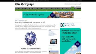 Sony PlayStation Hack: statement in full - Telegraph