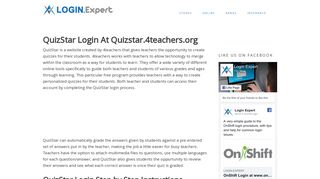 QuizStar Login at quizstar.4teachers.org - Login.Expert