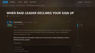 When Raid Leader declines your Sign Up - General Discussion ...
