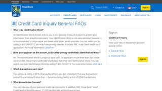 Credit Card Inquiry General FAQs - RBC Royal Bank