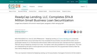 ReadyCap Lending, LLC, Completes $114.8 Million Small Business ...