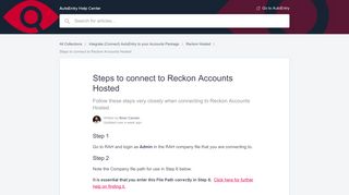 Steps to connect to Reckon Accounts Hosted | AutoEntry Help Center