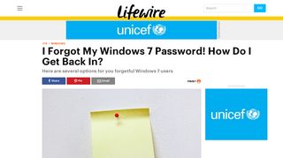 I Forgot My Windows 7 Password! How Do I Get Back In? - Lifewire