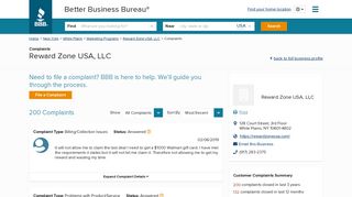 Reward Zone USA, LLC | Complaints | Better Business Bureau® Profile