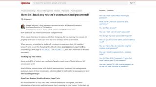 How to hack my router's username and password - Quora