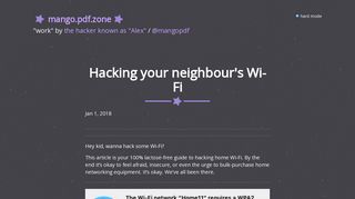 Hacking your neighbour's Wi-Fi - the mango zone