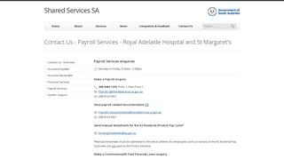 Contact Us - Payroll Services - Royal Adelaide Hospital and St ...