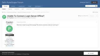 Unable To Connect, Login Server Offline? - General RuneScape ...