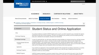 Student Status and Online Application - RWTH Aachen University