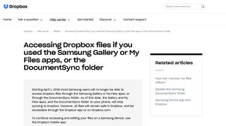 Accessing Dropbox files if you used the Samsung Gallery or My Files ...
