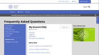 My Account | Frequently Asked Questions | San Mateo County Libraries
