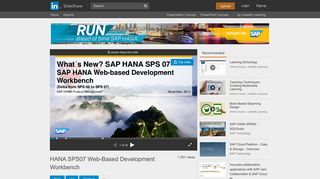 HANA SPS07 Web-Based Development Workbench - SlideShare