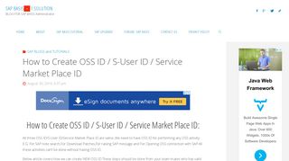 How to Create OSS ID / S-User ID / Service ... - sap basis 1 solution