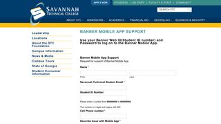 Banner Mobile App Support | Savannah Technical College