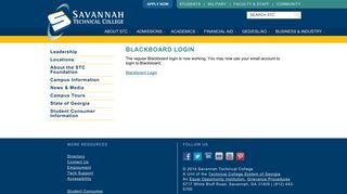 Blackboard Login | Savannah Technical College