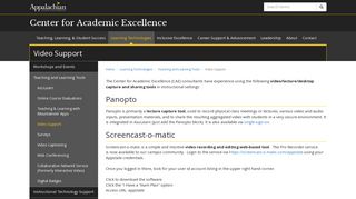 Video Support | Center for Academic Excellence