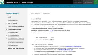 Student Services / Online Services - Fauquier County Public Schools