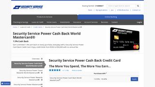 Power Cash Back Mastercard - Security Service Federal Credit Union