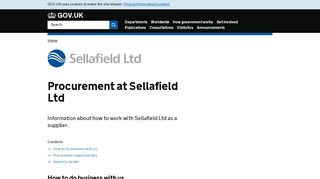 Procurement at Sellafield Ltd - Sellafield Ltd - GOV.UK
