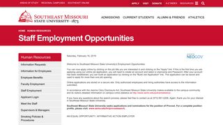 Human Resources - Southeast Missouri State ... - Government Jobs