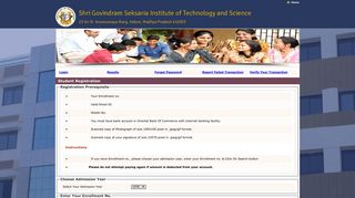 SGSITS -Student Portal Registration - SGSITS - Indore