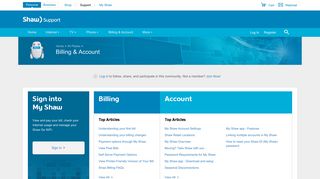 Billing & Account | Shaw Support - Shaw Communications