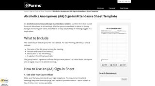 Alcoholics Anonymous (AA) Sign-in/Attendance Sheet Template ...