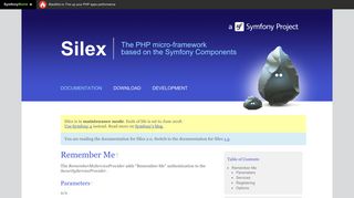 Remember Me - Documentation - Silex - The PHP micro-framework ...