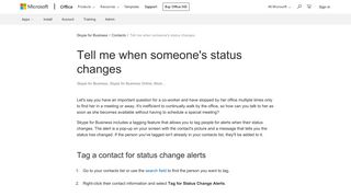Tell me when someone's status changes - Skype for Business