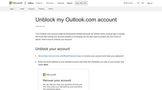Unblock my Outlook.com account - Outlook - Office Support