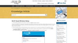 SLCC Guest Wireless Setup - Knowledge Article