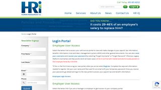 Login Portal - Human Resources inc.